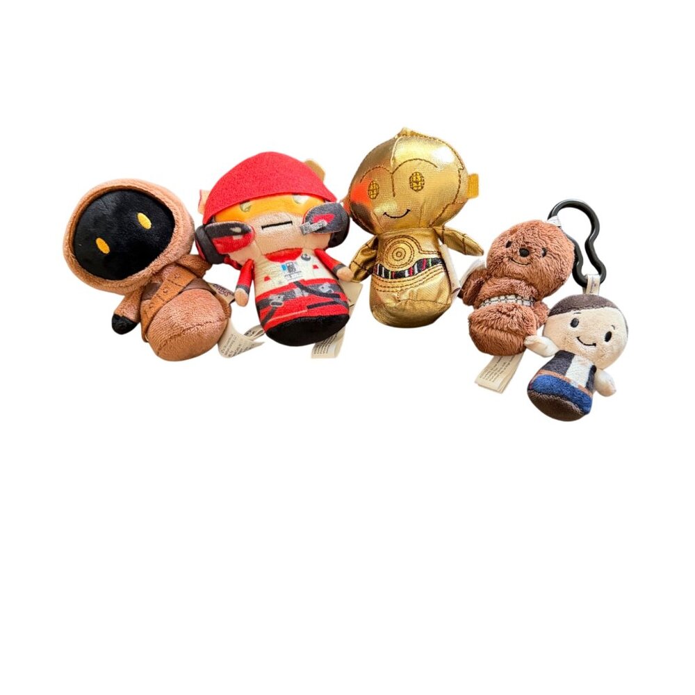 Star Wars Mini Plush Set Of 5 Keychains Featuring Jawa Poe Dameron C-3PO Chewbac